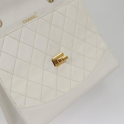 Chanel Flap Clutch Shearling, WHITE, LEATHER, Clutche & pouche