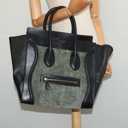 Celine Bicolor Luggage Bag Nubuck, GREEN, LEATHER, Handbag