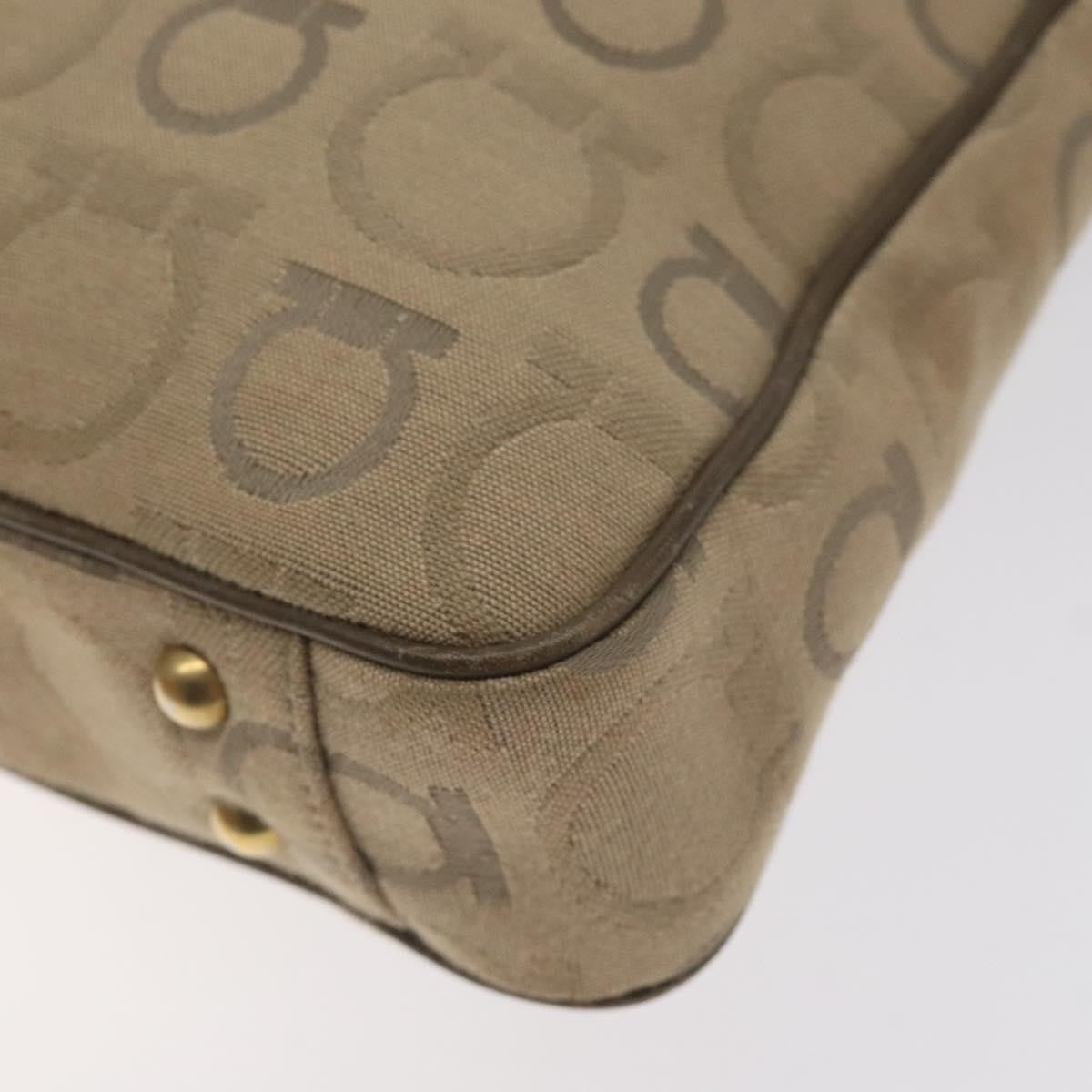 Salvatore Ferragamo Gancini Tote Gancini Canvas, BEIGE, CANVAS, Tote bag