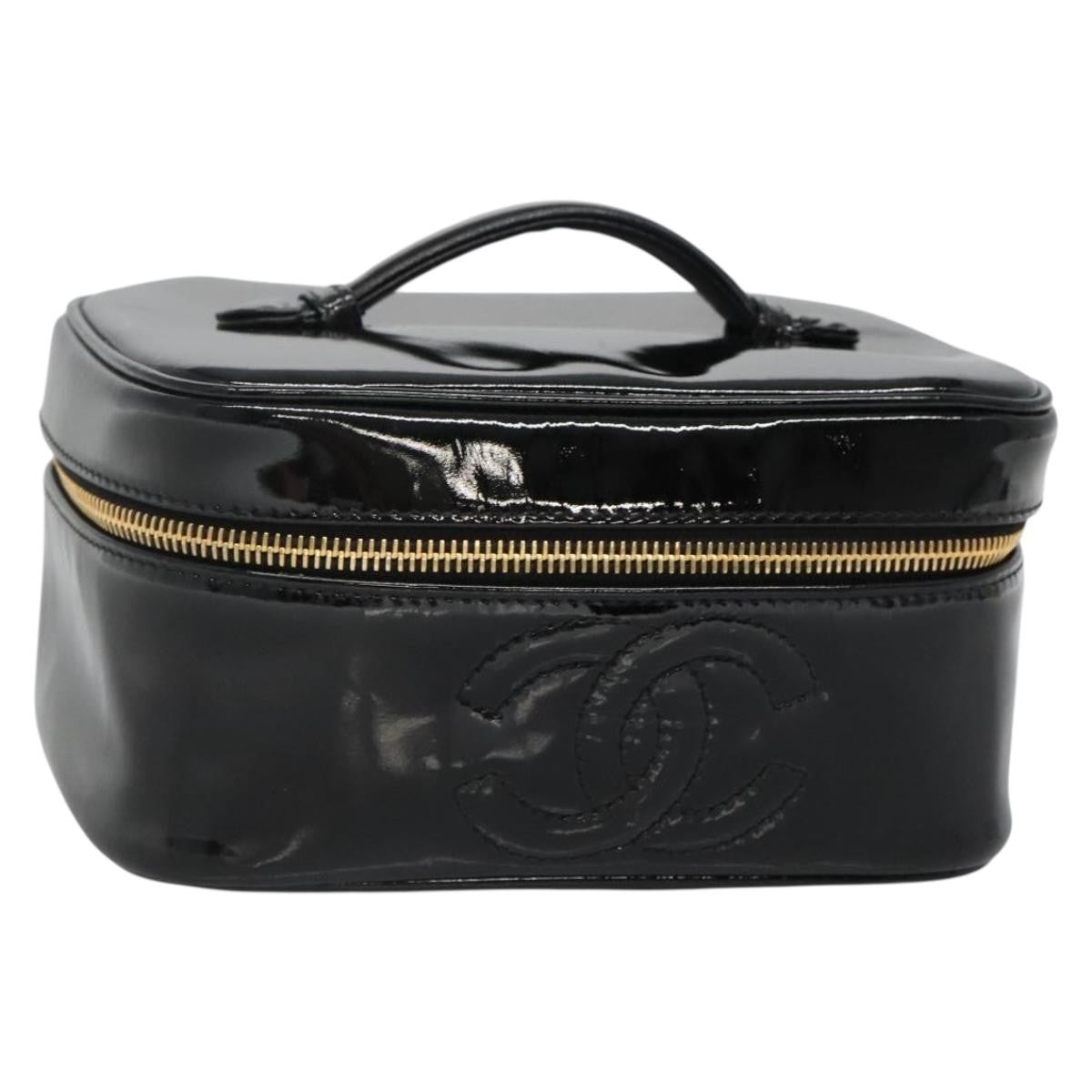Chanel Vanity pouch Leather, BLACK, PATENT_LEATHER, Toiletry Case