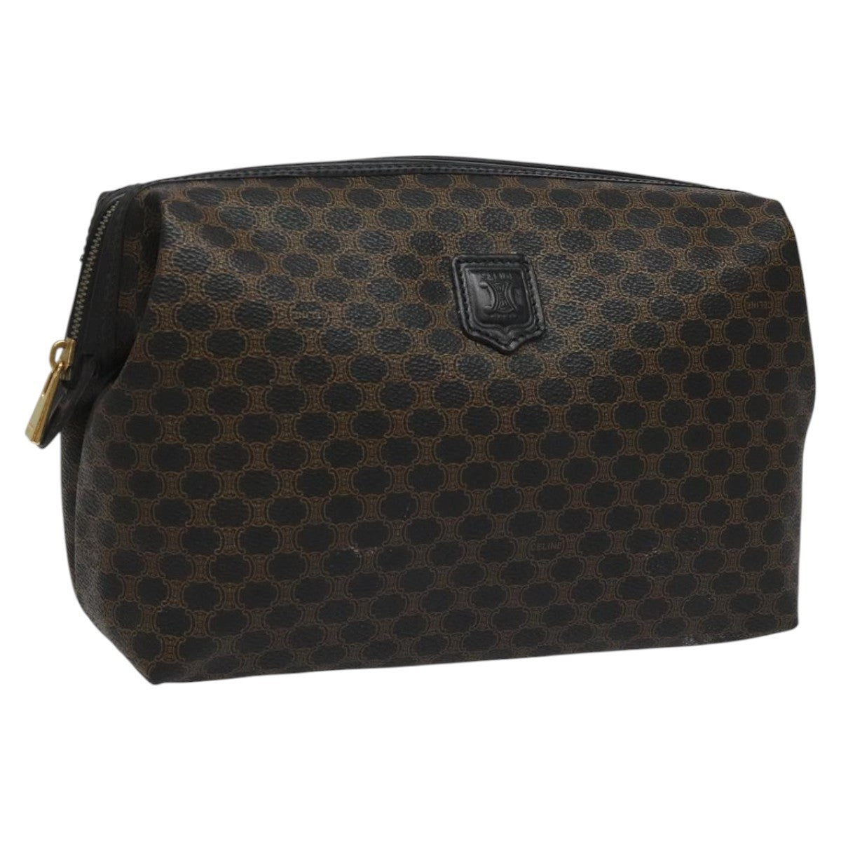 Celine Macadam Pochette Canvas and Leather, BLACK, CANVAS, Clutche & pouche