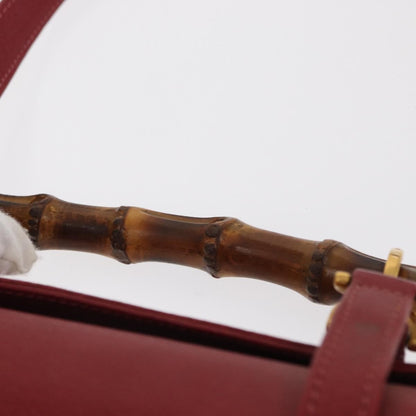 Gucci Vintage Bamboo Handle Bag Leather, RED, LEATHER, Handbag