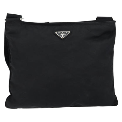Prada Flat Messenger Bag Tessuto, BLACK, NYLON, Shoulder bag
