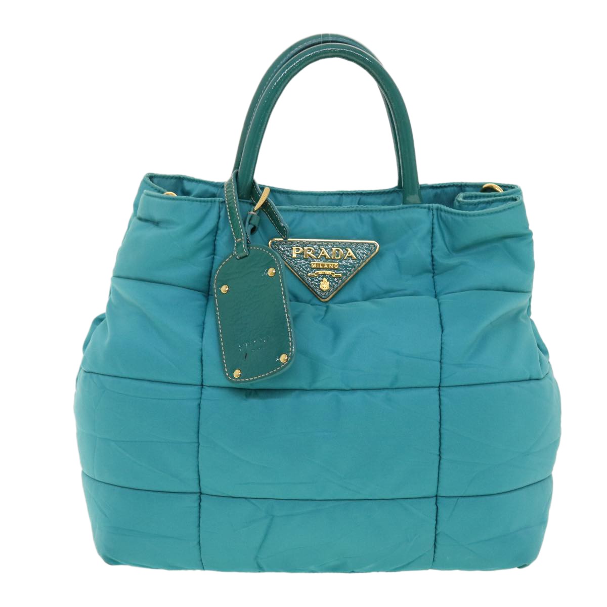 Prada Convertible Tote Quilted Tessuto, TURQUOISE, NYLON, Handbag
