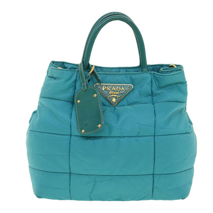 Prada Convertible Tote Quilted Tessuto, TURQUOISE, NYLON, Handbag