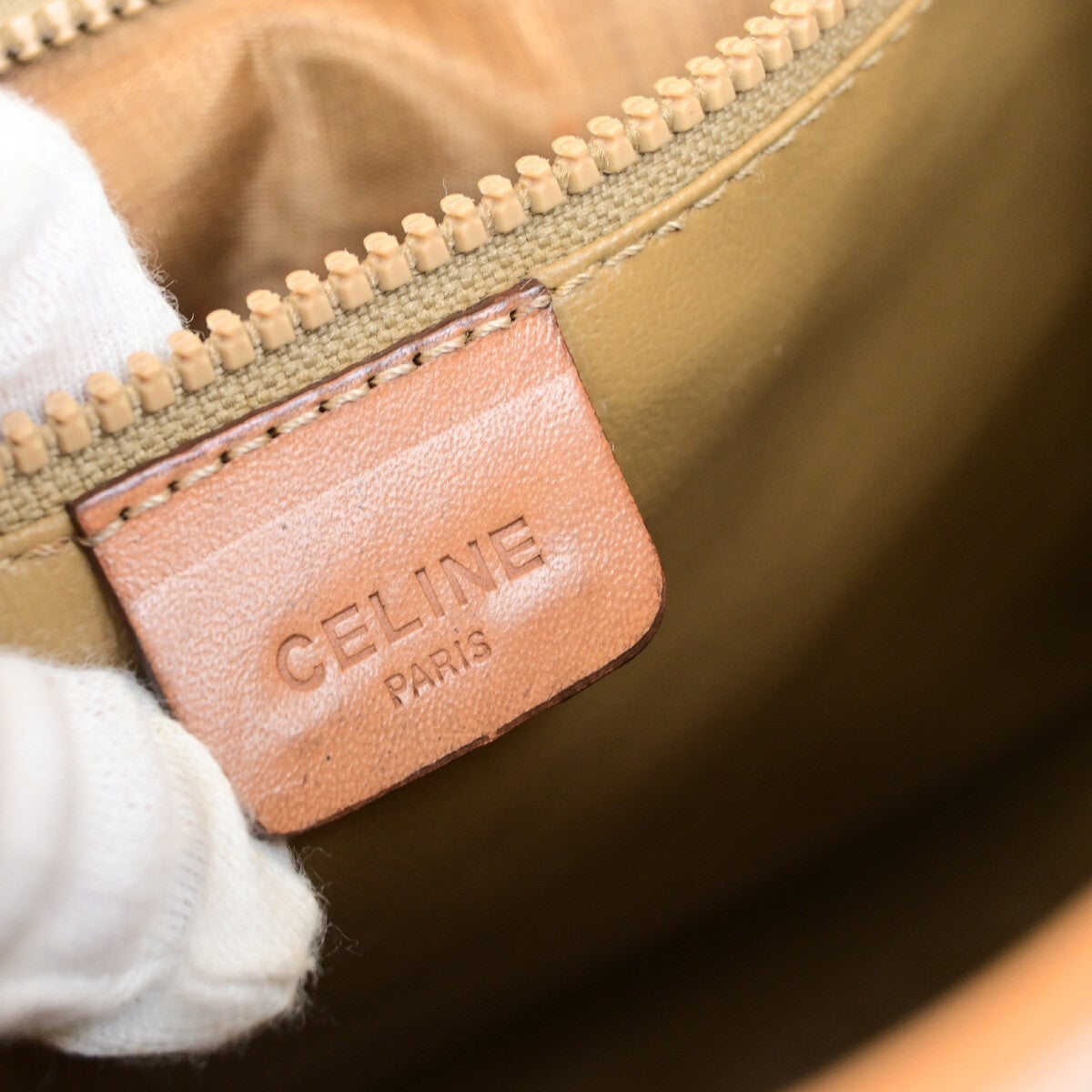 Celine Vintage Macadam Shoulder Bag Canvas and Leather, BROWN, CANVAS, Shoulder bag