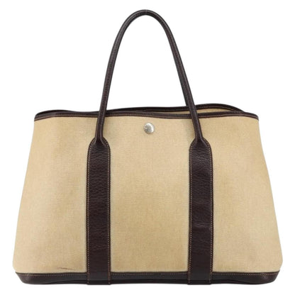 Hermes Garden Party Tote Canvas and Leather, BEIGE, CANVAS, Tote bag