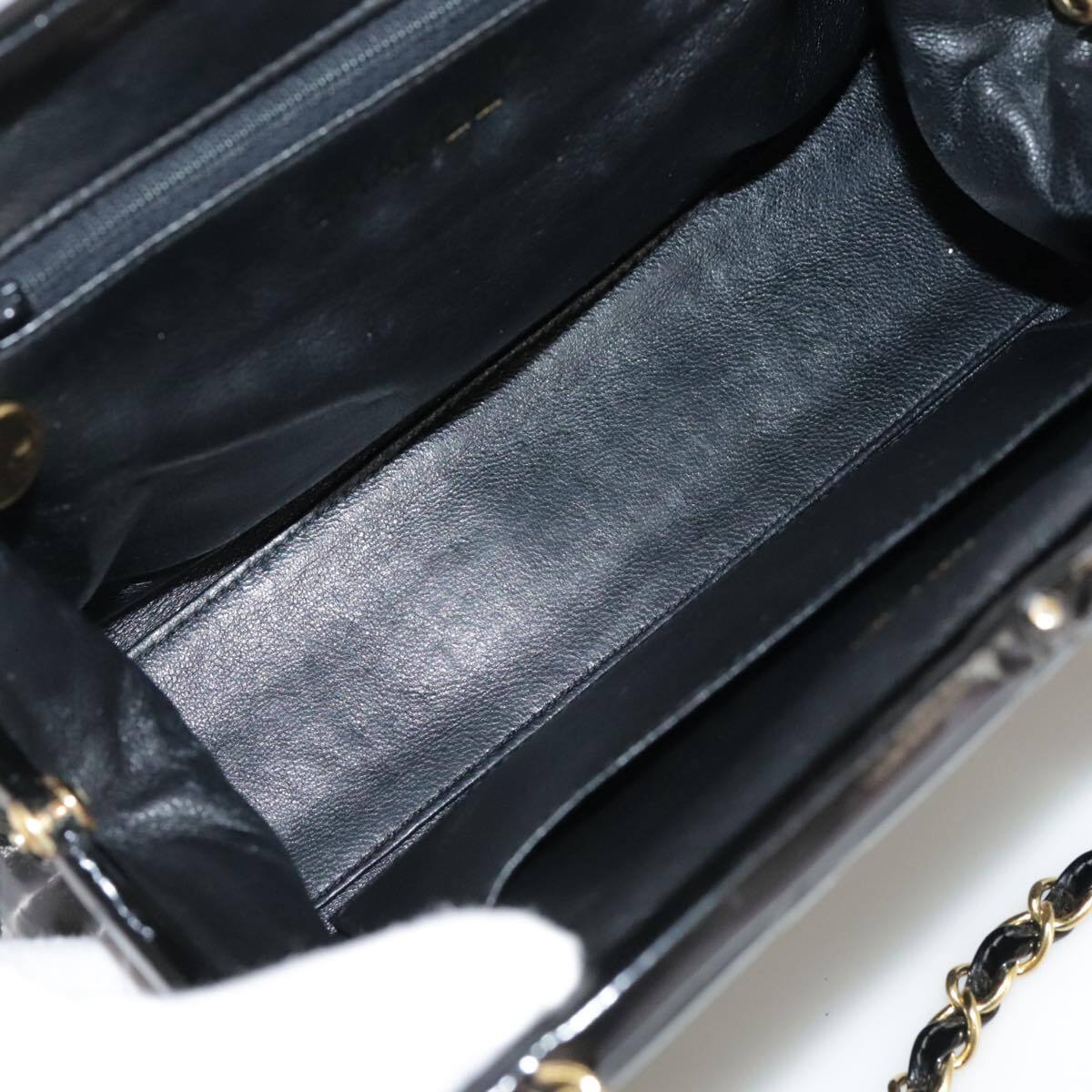 Chanel Vintage Chain Frame Bag Quilted Patent, BLACK, PATENT_LEATHER, Handbag
