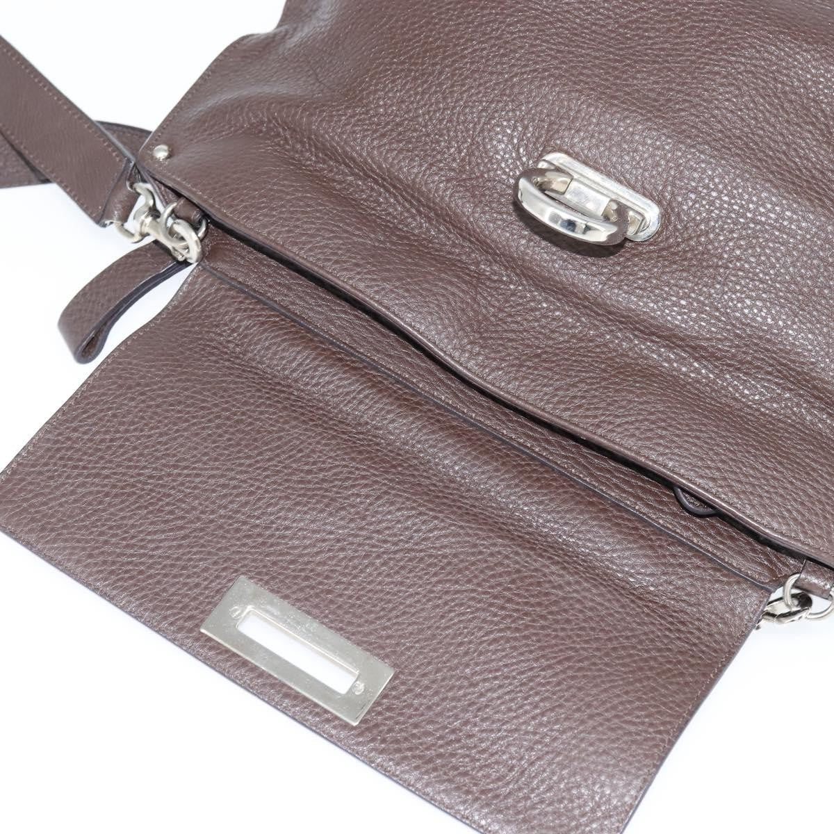 Salvatore Ferragamo Gancini handbag Leather, BROWN, LEATHER, Handbag