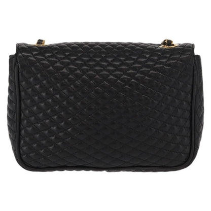 Bally Vintage Chain Shoulder Bag Quilted Leather, BLACK, LEATHER, Shoulder bag