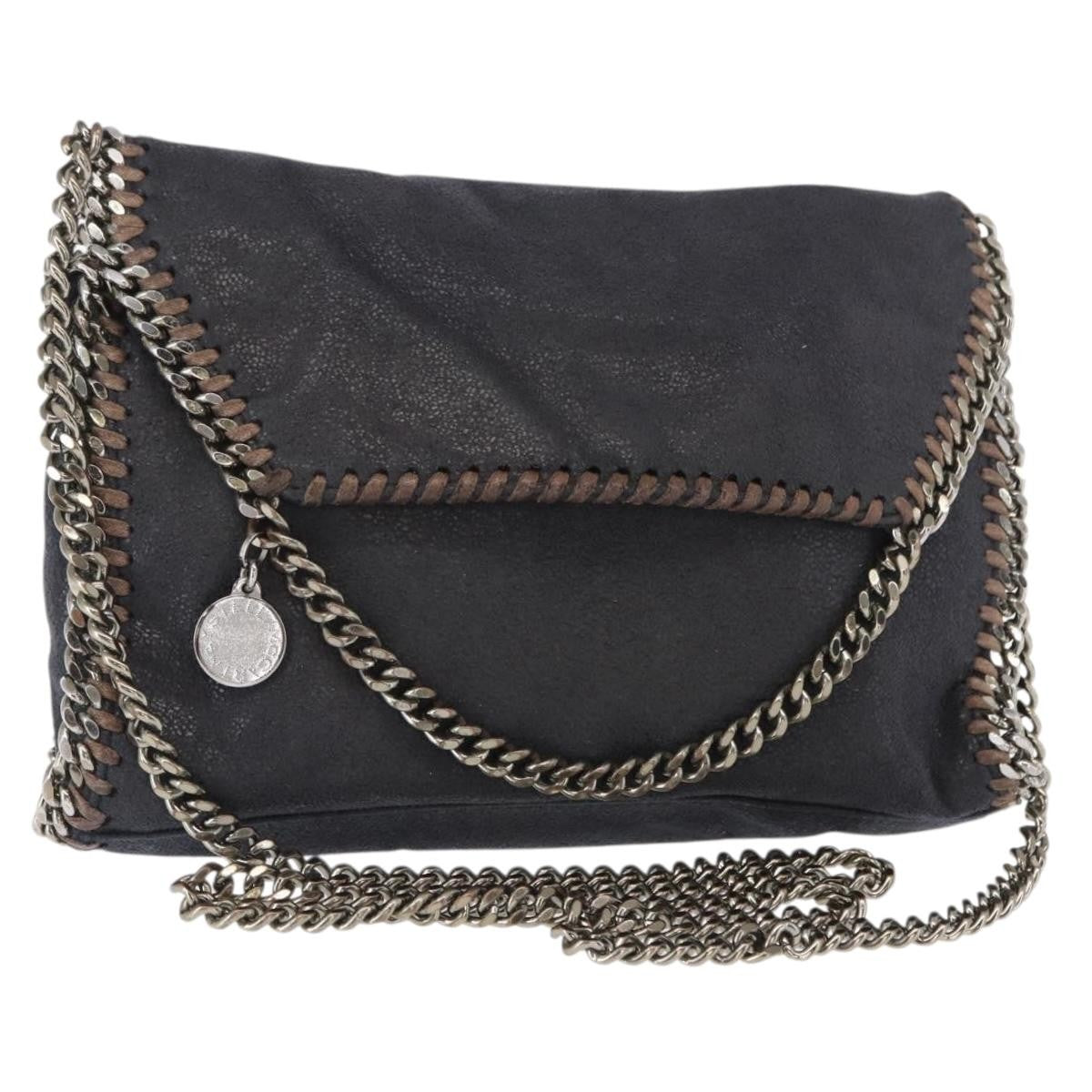 Stella McCartney Falabella Fold Over Crossbody Bag Shaggy Deer, NAVY, POLYESTER, Shoulder bag