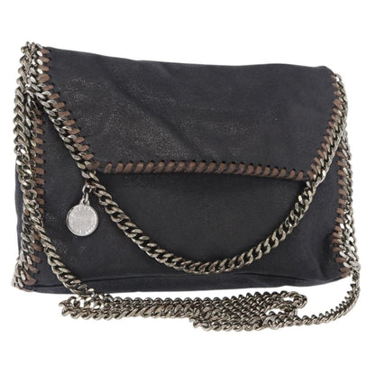 Stella McCartney Falabella Fold Over Crossbody Bag Shaggy Deer, NAVY, POLYESTER, Shoulder bag