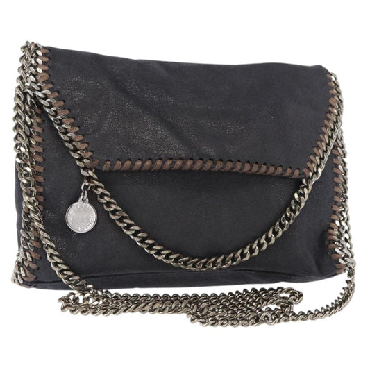 Stella McCartney Falabella Fold Over Crossbody Bag Shaggy Deer, NAVY, POLYESTER, Shoulder bag