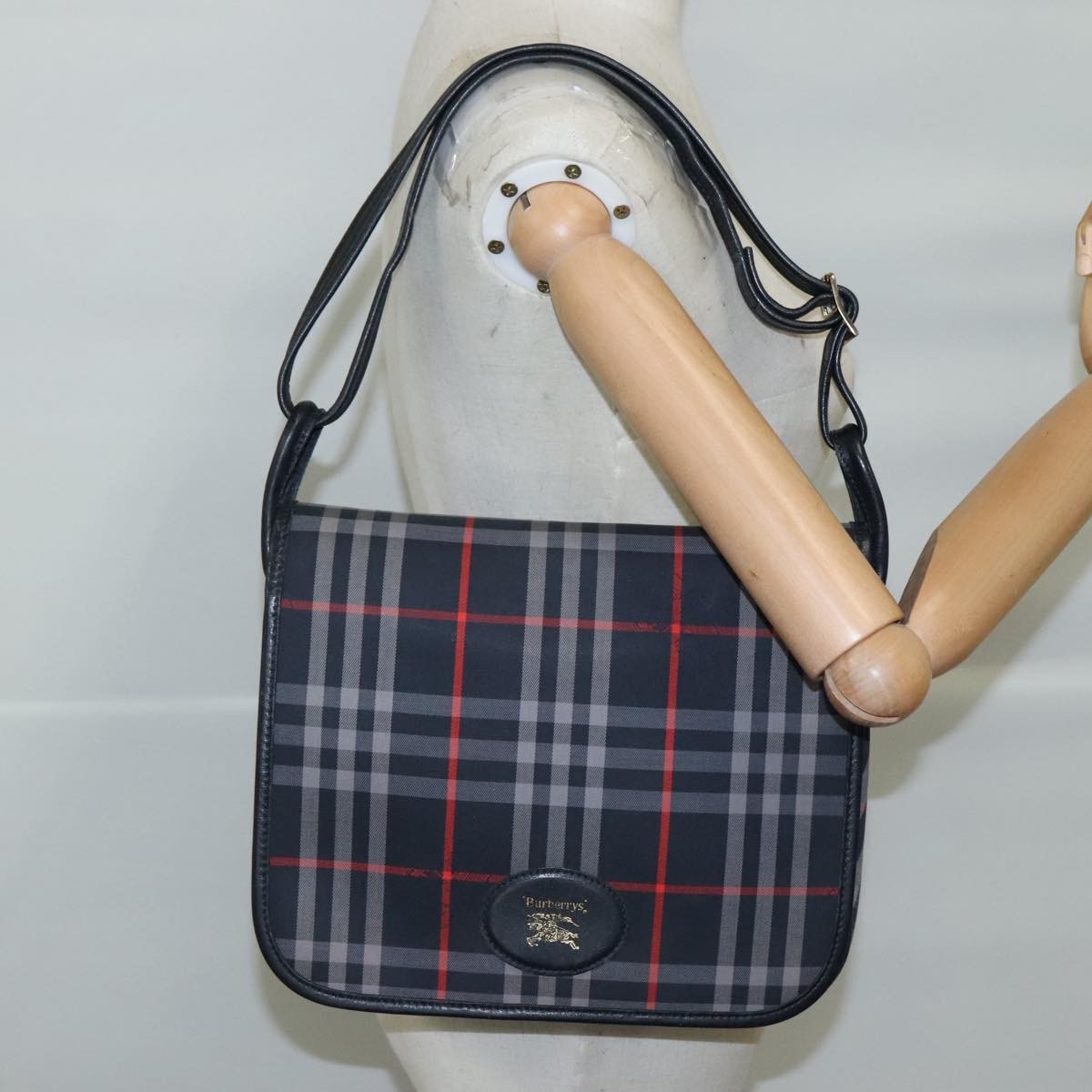 Burberry Nova Check Tote Leather, NAVY, CANVAS, Tote bag