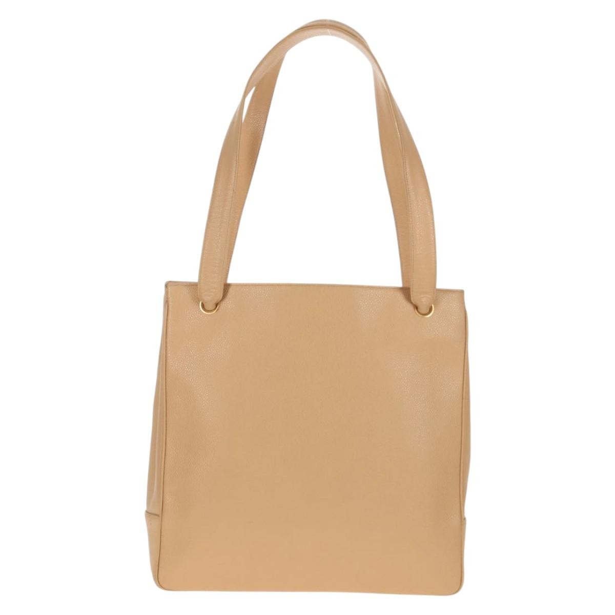 Chanel Coco Mark Leather, BEIGE, LEATHER, Handbag