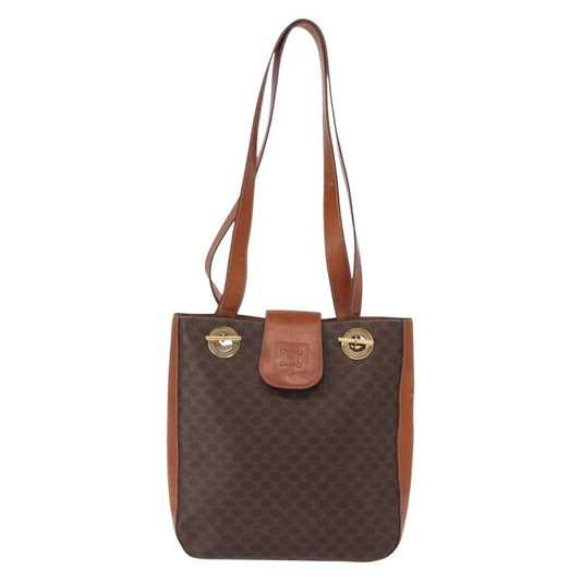 Celine Vintage Macadam Shoulder Bag Canvas and Leather, BROWN, CANVAS, Shoulder bag