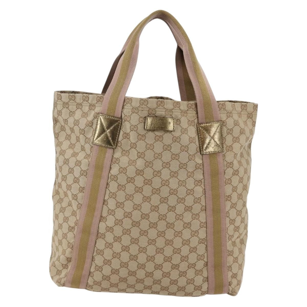 Gucci Original Web Tote GG Canvas, BEIGE, CANVAS, Tote bag