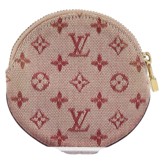 Louis Vuitton Round Coin Purse Mini Lin, RED, CANVAS, Wallets
