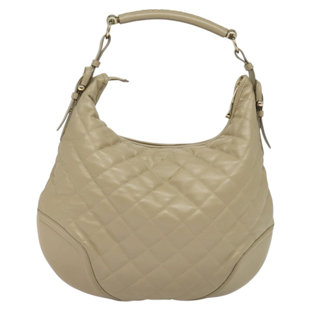 Burberry Hoxton Hobo Quilted Leather, BEIGE, LEATHER, Shoulder bag