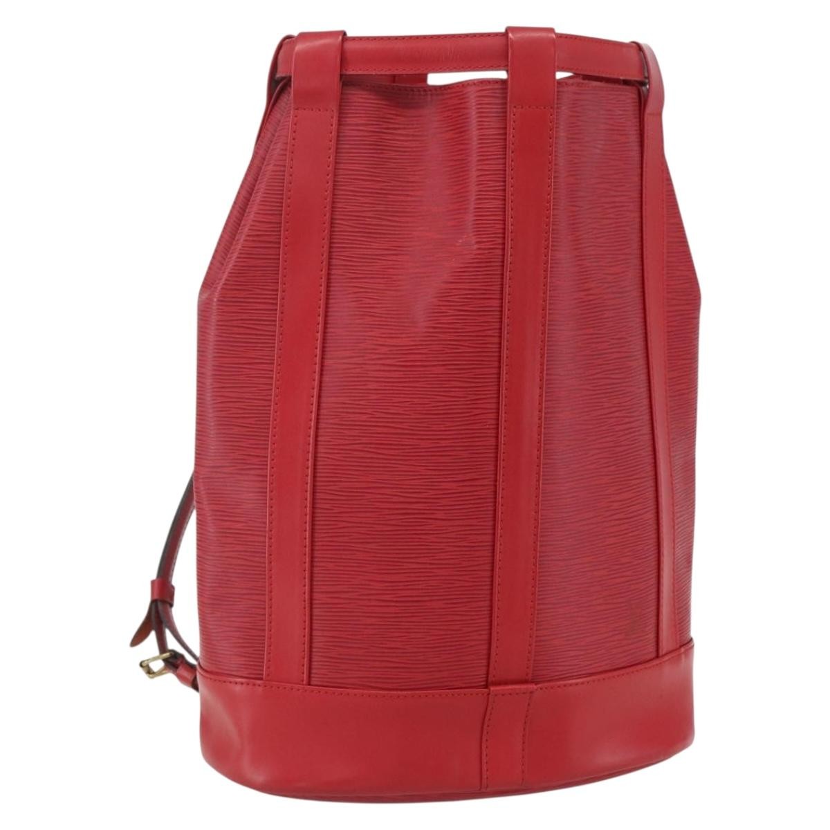Louis Vuitton Randonnee Backpack Epi Leather, RED, LEATHER, Shoulder bag