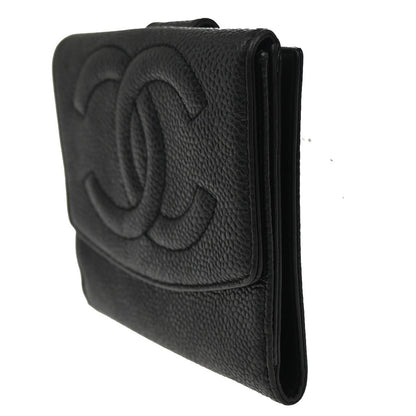 Chanel Timeless Trifold Wallet Leather, BLACK, LEATHER, Wallets