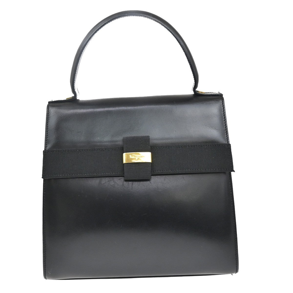 Salvatore Ferragamo Vala Handbag Leather, BLACK, LEATHER, Handbag