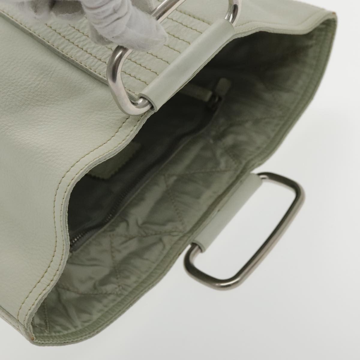 Prada Vintage Handbag Leather, WHITE, LEATHER, Handbag