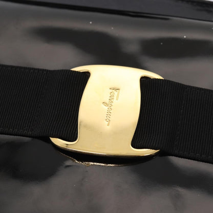 Salvatore Ferragamo Vala Shoulder Bag Patent Leather, BLACK, PATENT_LEATHER, Shoulder bag
