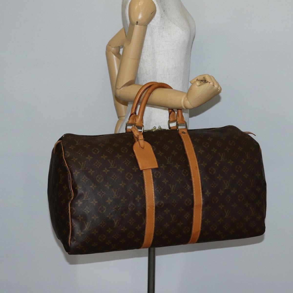 Louis Vuitton Keepall Bag Monogram Canvas, BROWN, CANVAS, Travel bag