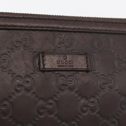 Gucci Zip Pouch Leather, BROWN, LEATHER, Clutche & pouche