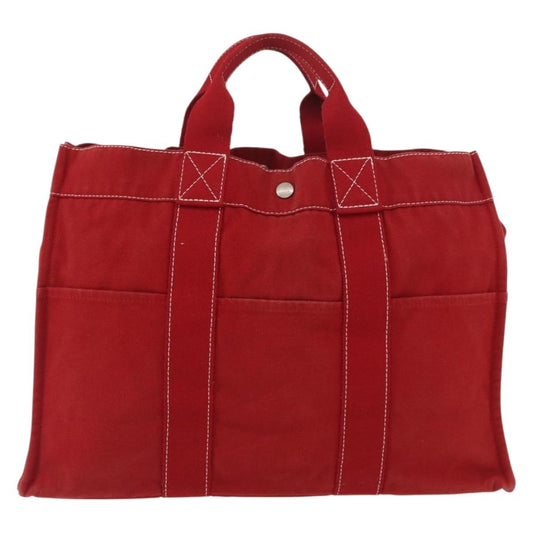 Hermes Fourre Tout Tote Toile, RED, CANVAS, Tote bag
