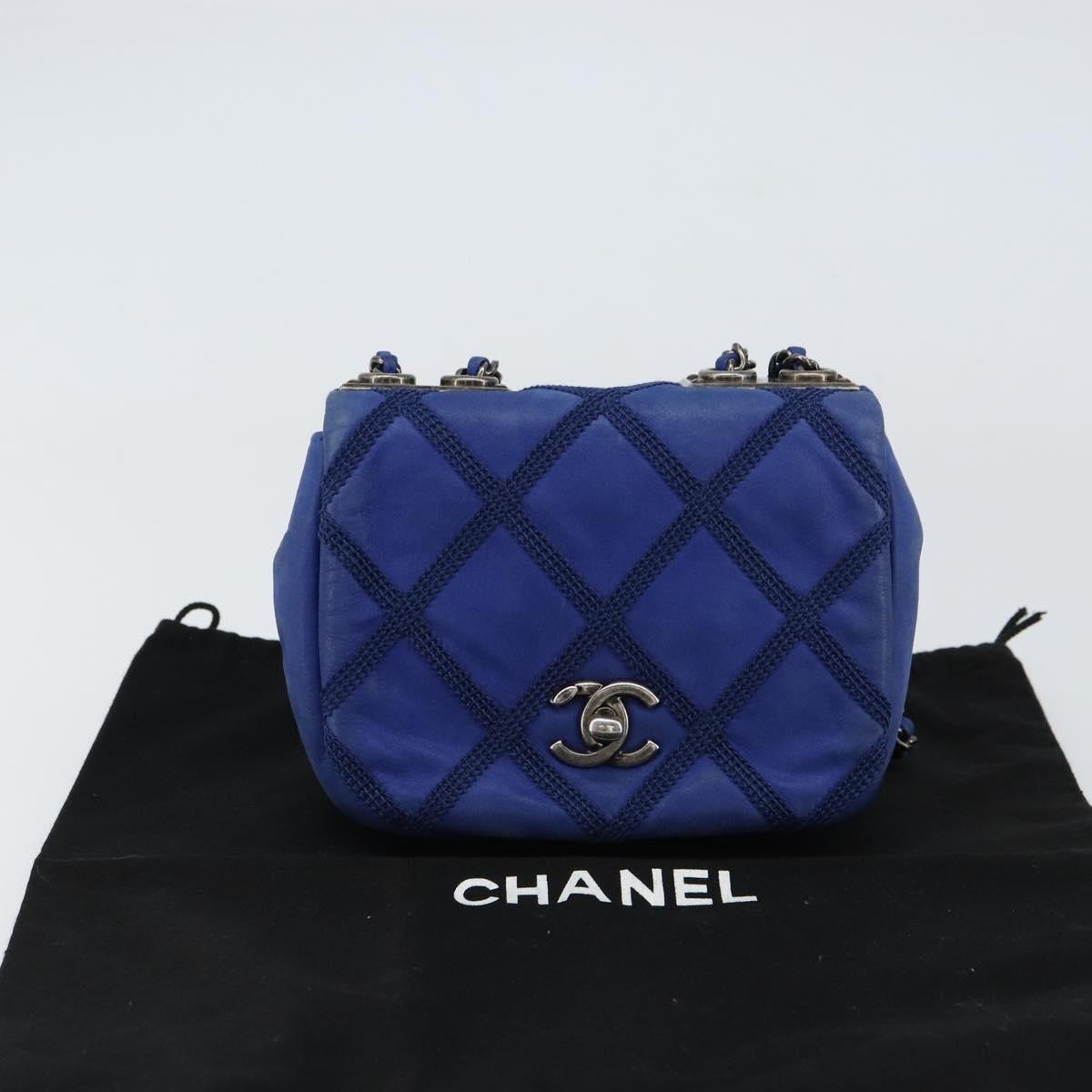 Chanel Diamond Stitch Chain Flap Bag Quilted Iridescent Calfskin, BLUE, LEATHER, Shoulder bag