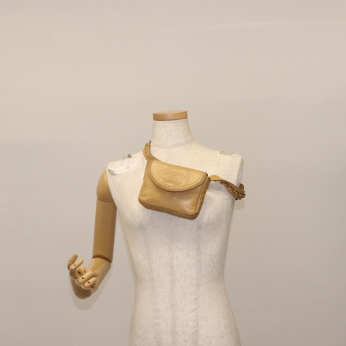 Chanel Vintage Flap Waist Bag Leather, BEIGE, LEATHER, Clutche & pouche