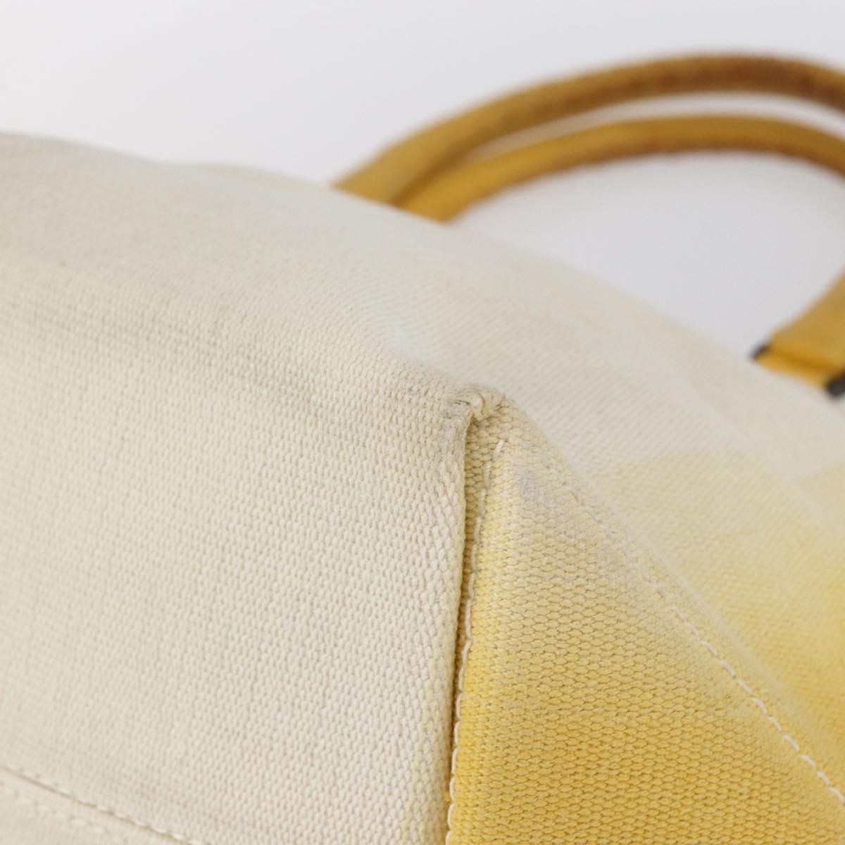 Bottega Veneta Braided Handle Open Tote Bag Canvas with Leather, YELLOW, CANVAS, Tote bag