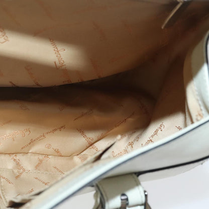 Salvatore Ferragamo Gancini handbag Leather, WHITE, LEATHER, Shoulder bag