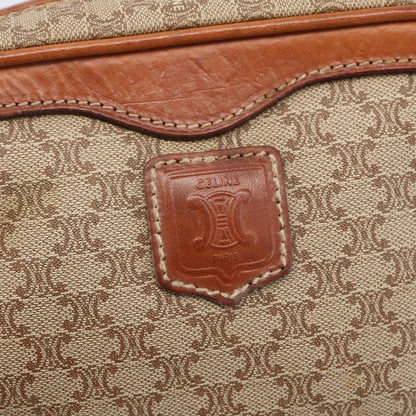 Celine Vintage Macadam Shoulder Bag Canvas and Leather, BEIGE, CANVAS, Shoulder bag