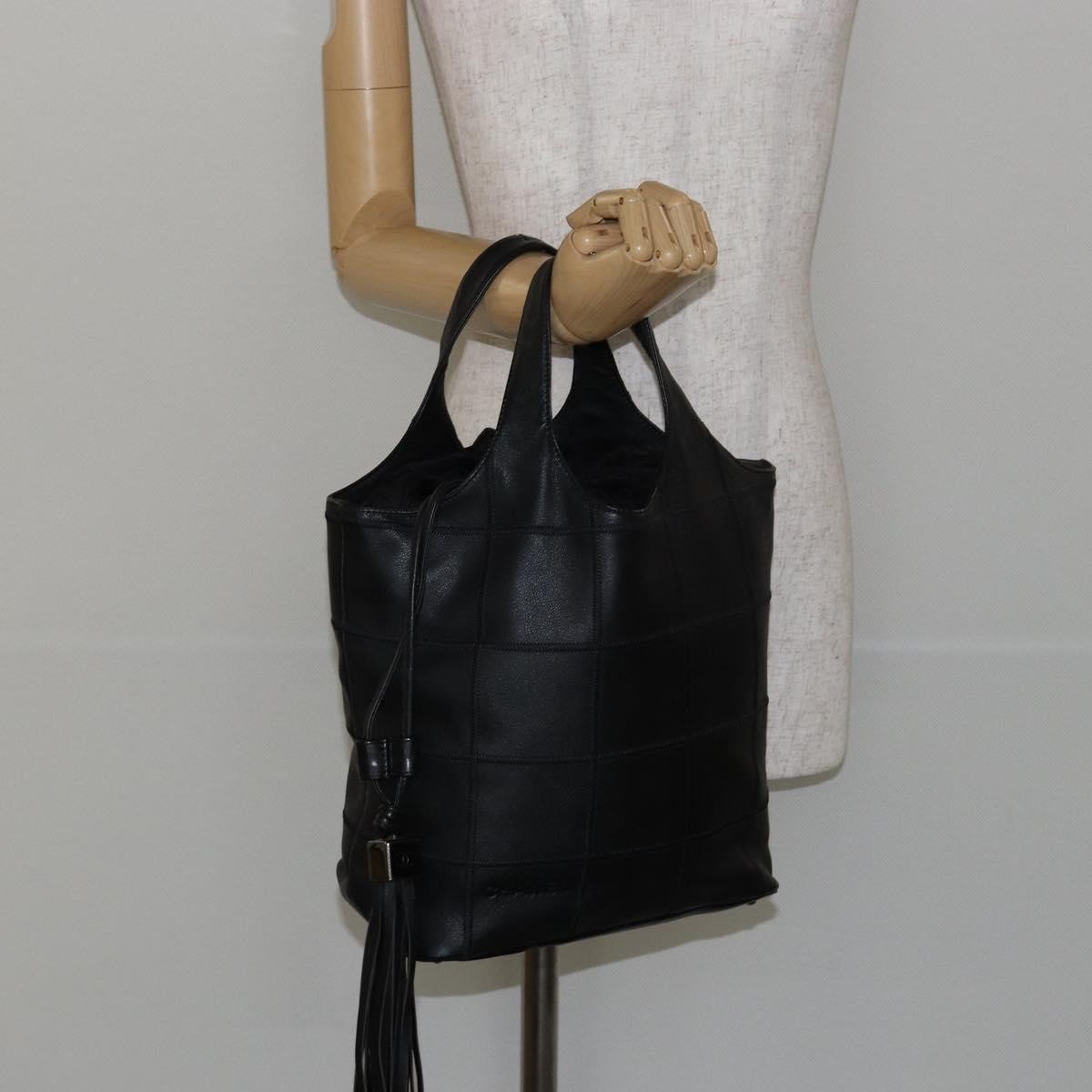 Chanel Square Stitch Tassel Hobo Quilted Leather, BLACK, LEATHER, Handbag