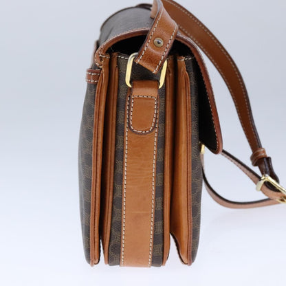 Celine Macadam Shoulder Bag PVC Leather, BROWN, CANVAS, Shoulder bag