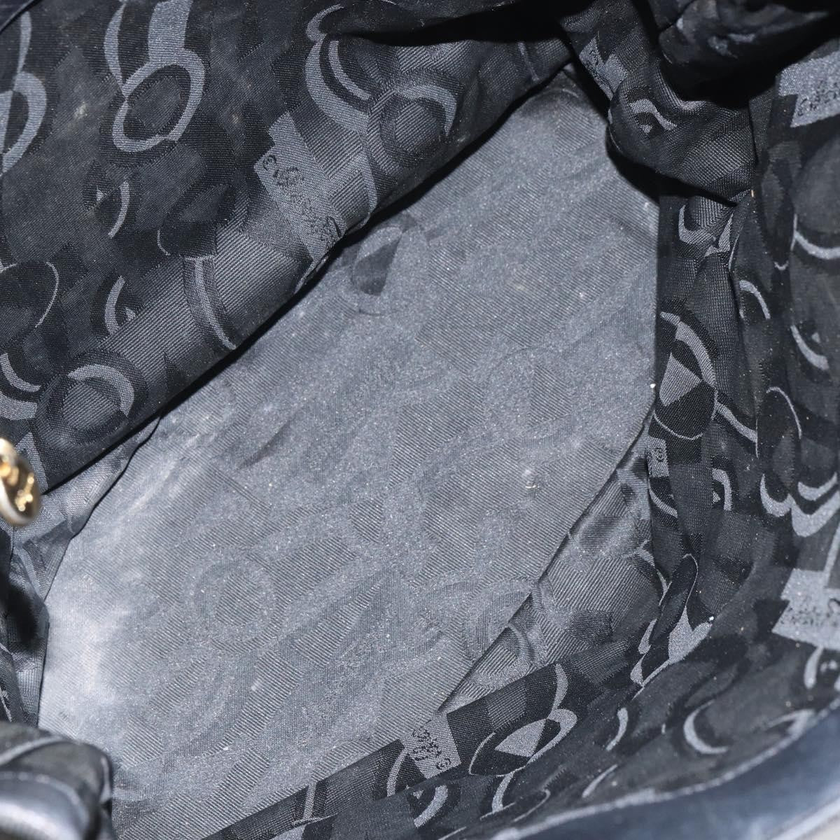 Salvatore Ferragamo Vala Shoulder Bag Canvas, BLACK, CANVAS, Shoulder bag