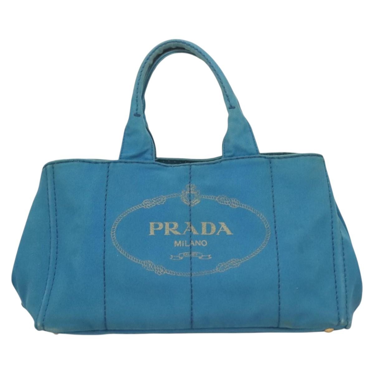 Prada Canapa Convertible Tote Canvas, BLUE, CANVAS, Tote bag