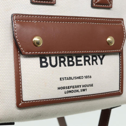 Burberry Freya Shopping Tote Canvas with Leather, BEIGE, CANVAS, Tote bag