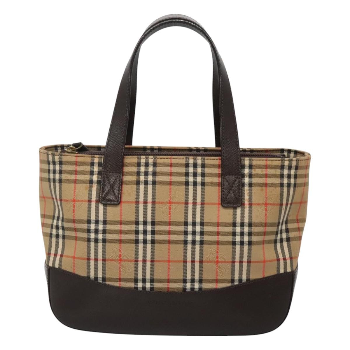 Burberry Nova Handbag Check Pattern, BEIGE, CANVAS, Handbag