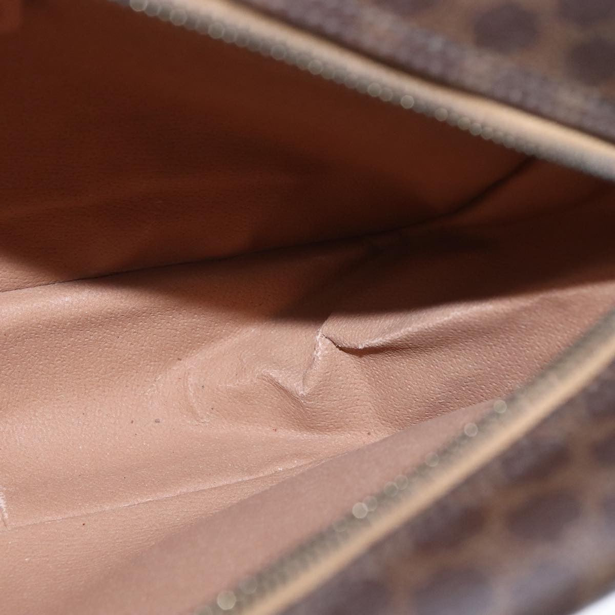 Celine Vintage Macadam Shoulder Bag Leather, BROWN, PVC,Leather,Canvas, Shoulder bag