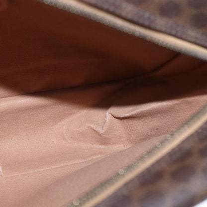 Celine Vintage Macadam Shoulder Bag Leather, BROWN, PVC,Leather,Canvas, Shoulder bag