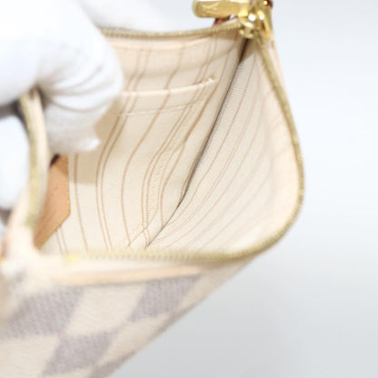 Louis Vuitton Neverfull Pochette Damier, WHITE, CANVAS, Clutche & pouche