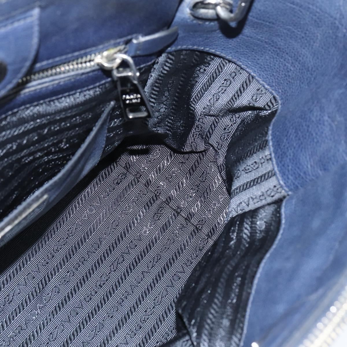 Prada Cuir Convertible Shopping Tote Leather, NAVY, LEATHER, Handbag