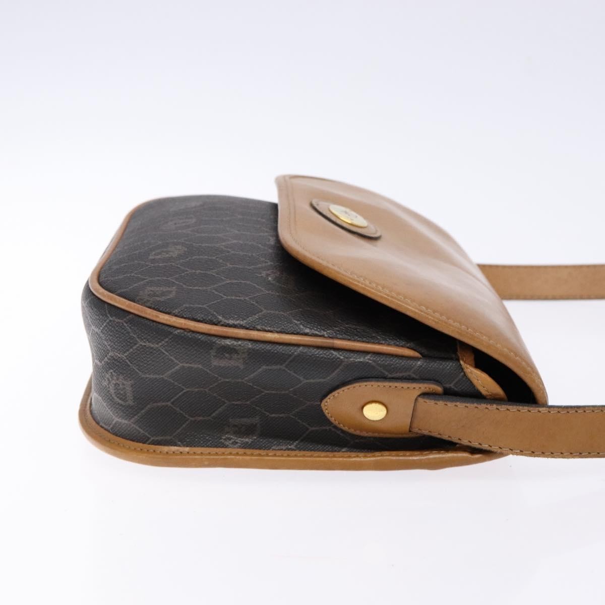 Christian Dior Vintage Honeycomb Flap Crossbody Bag Canvas and Leather, BLACK, CANVAS, Crossbody bag