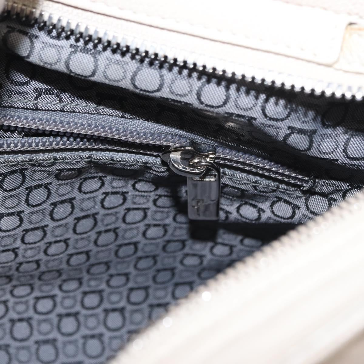 Salvatore Ferragamo Gancini Shoulder Bag Leather, WHITE, LEATHER, Shoulder bag