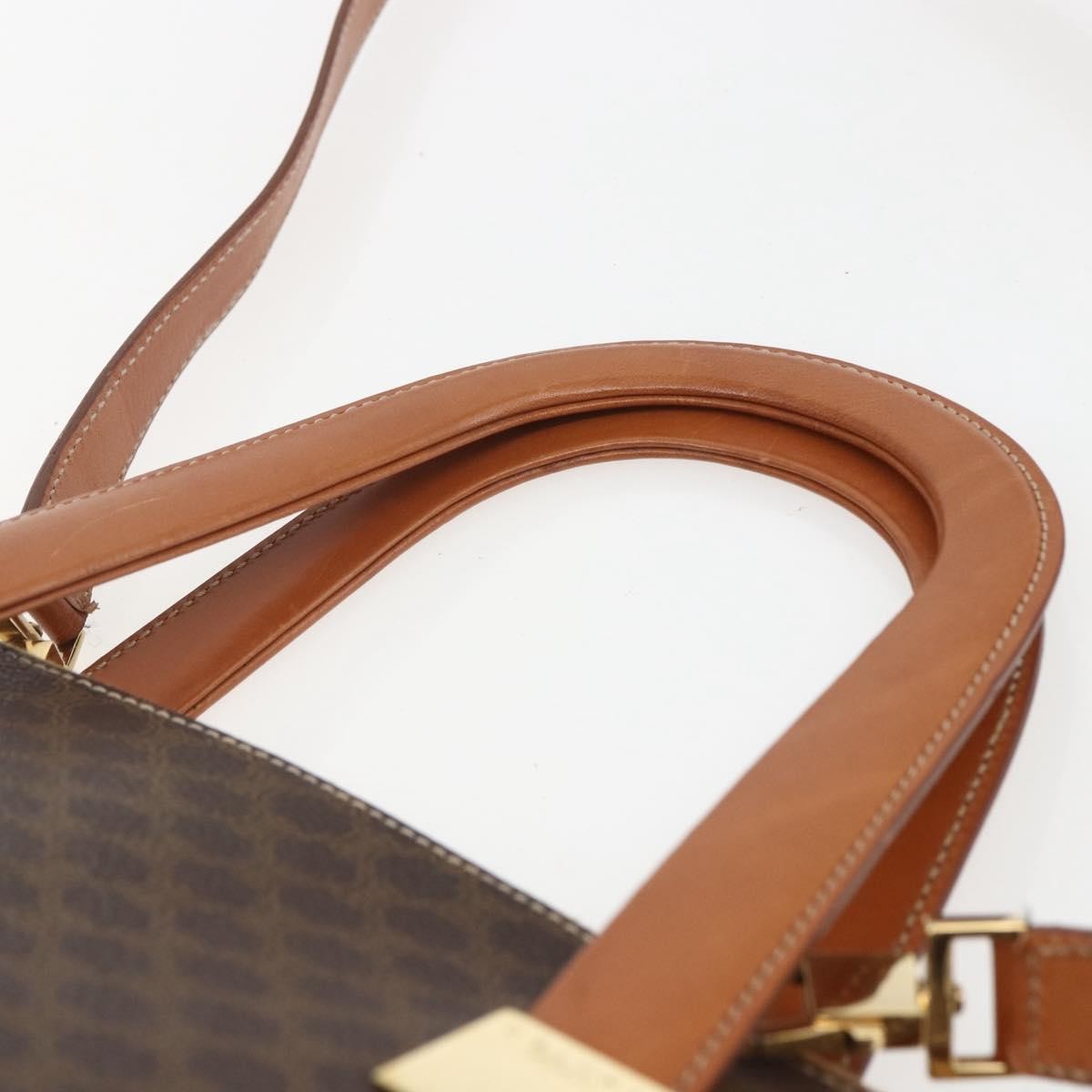 Celine Vintage Macadam Handbag Canvas and Leather, BROWN, CANVAS, Handbag