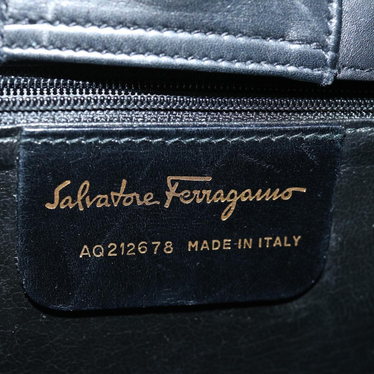 Salvatore Ferragamo Gancini handbag Leather, BLACK, LEATHER, Handbag